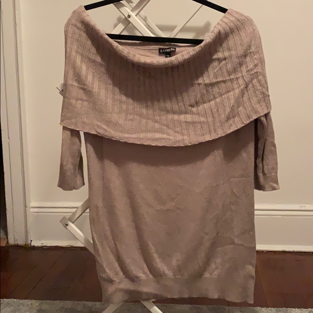 Express off shoulder brown sweater